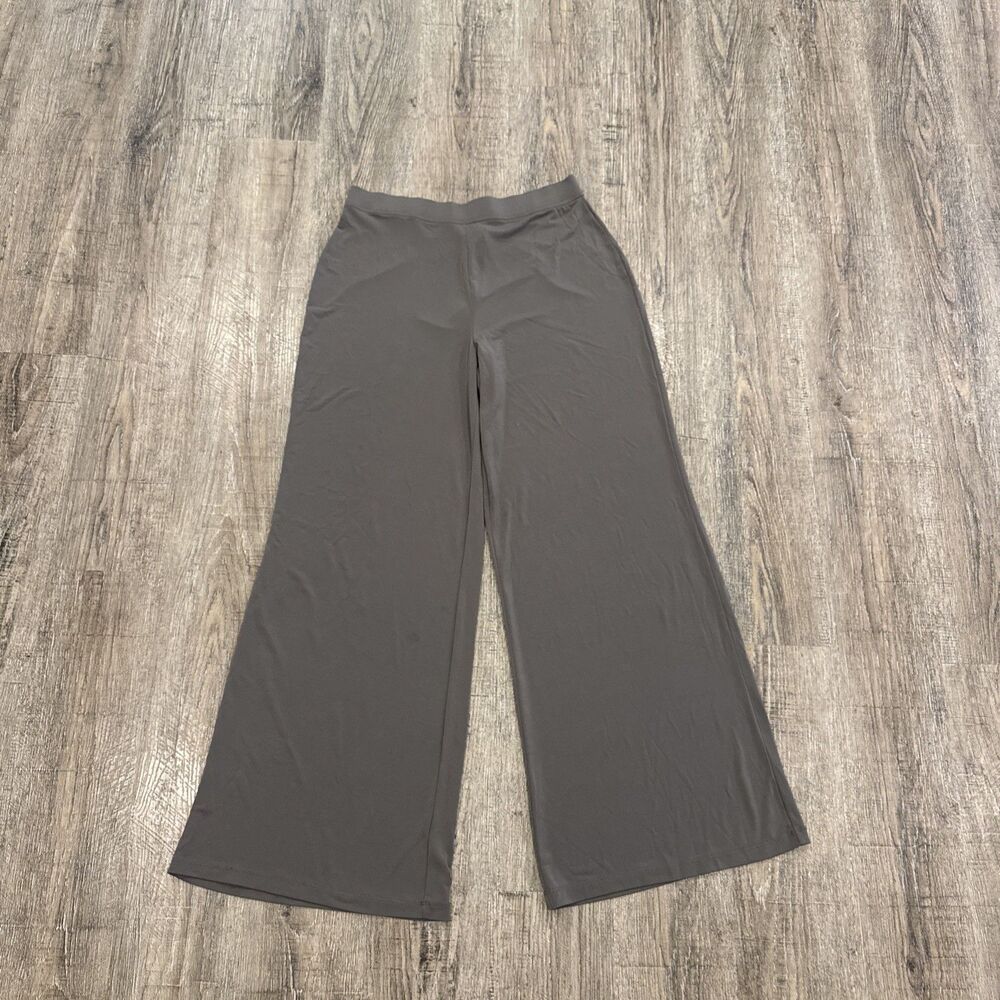 Jaclyn Smith Pull On Dress Pants ~ Sz M ~ Greige ~ Wide Leg ~ 31.5" Inseam
